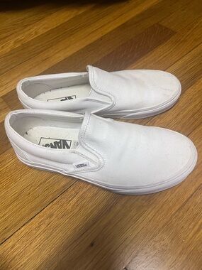 Vans White Slip-On Canvas Sneakers